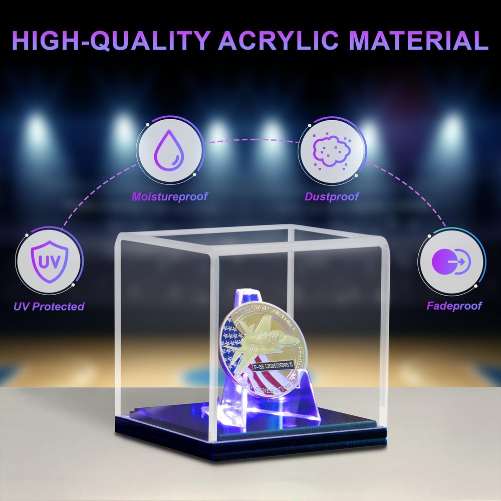 Championship Ring Display Case with Led Light, UV-Protected Clear Challenge...