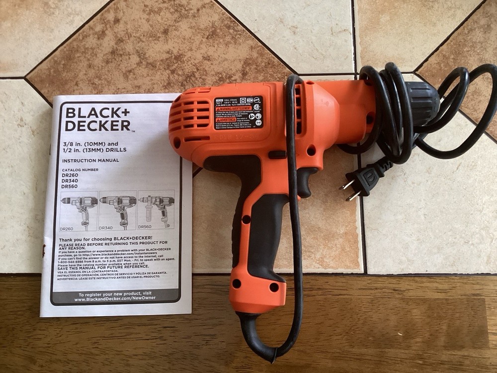 BLACK+DECKER Corded Drill 3/8 Keyless Chuck