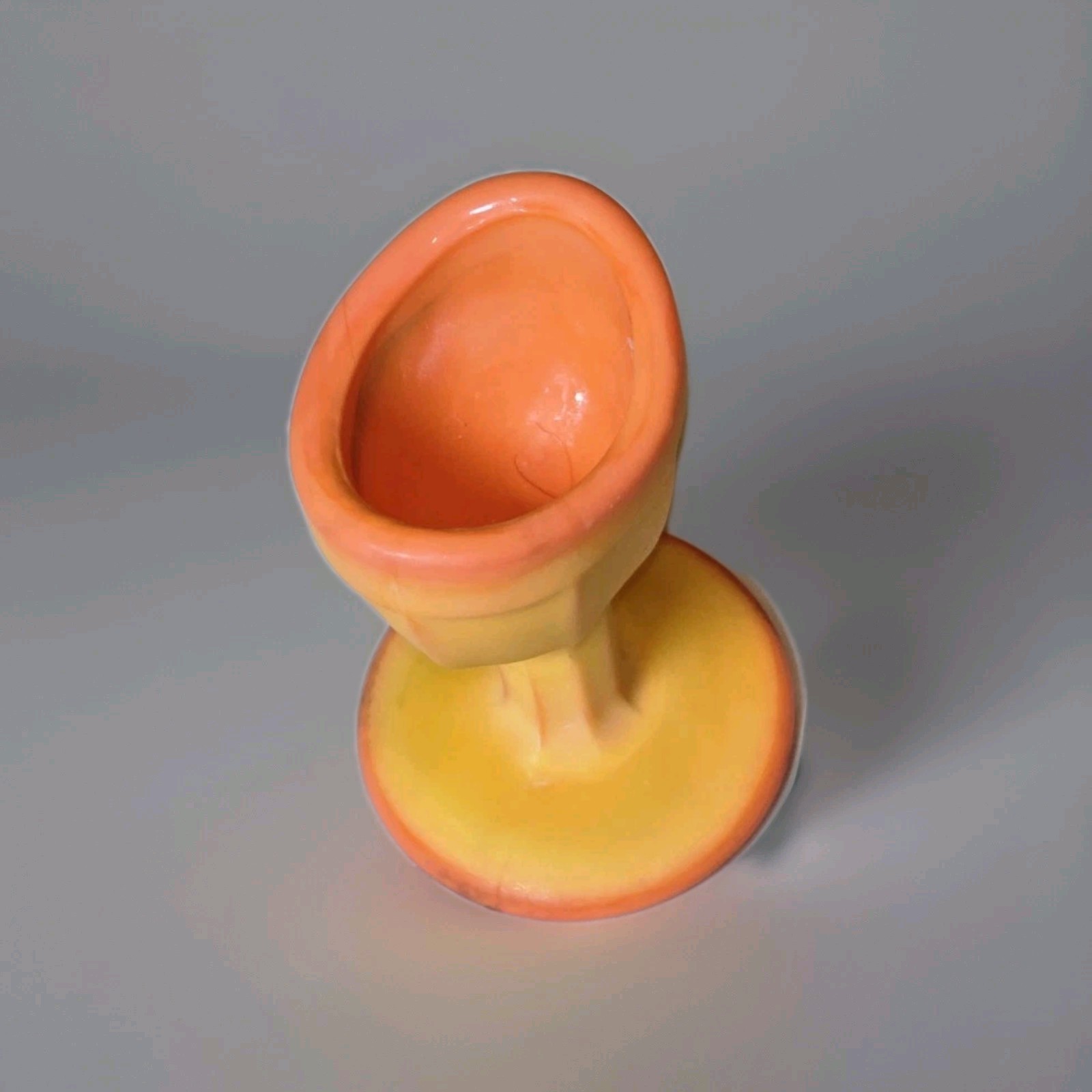 VINTAGE UV REACTIVE SLAG Glass ORANGE SWIRL Ribbed Design Eye Wash Cup by ROSSO