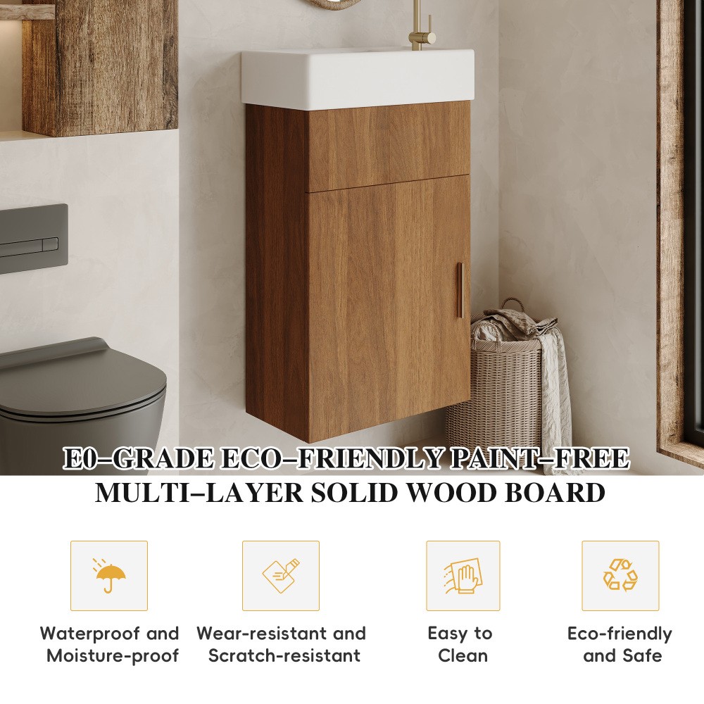Modern Floating Bathroom Vanity with Intergrated Ceramic Basin