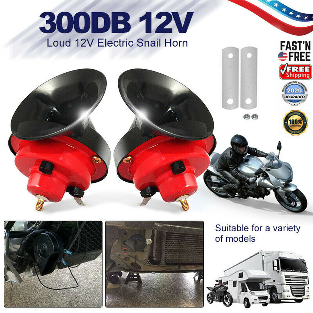 2x 12V 300DB Super Loud Train Horn Waterproof Motorcycle Car Truck SUV Boat Red