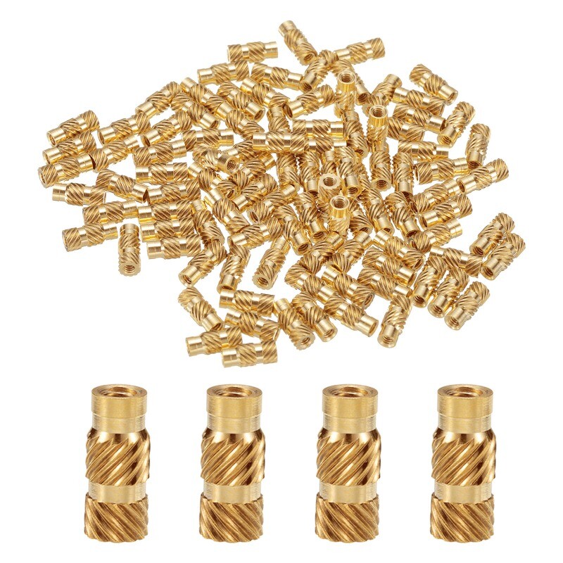 100pcs M2 Threaded Inserts Brass Heat Set Insert M2x8mm, OD 3.5mm Knurled Nuts