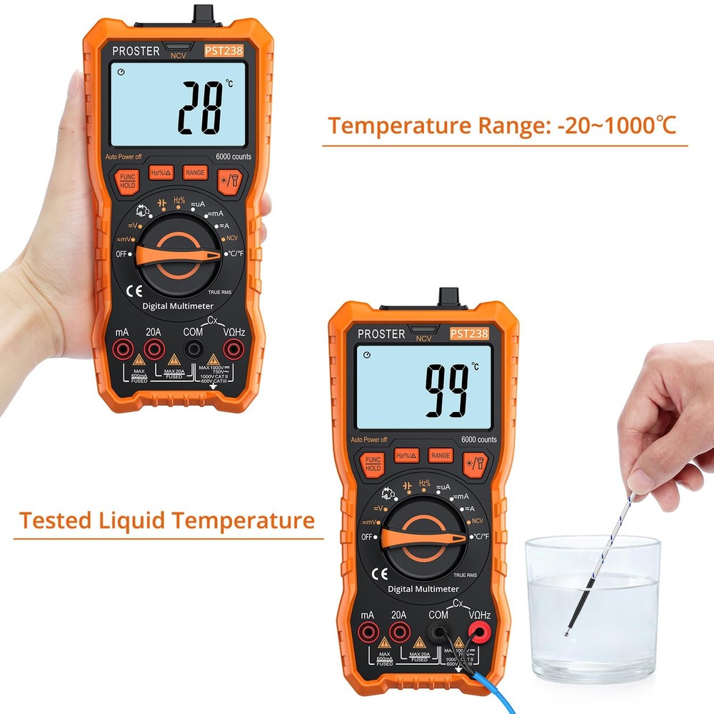 Proster Digital Multimeter 6000 Count - TRMS Voltmeter Multimetro Digital Auto R
