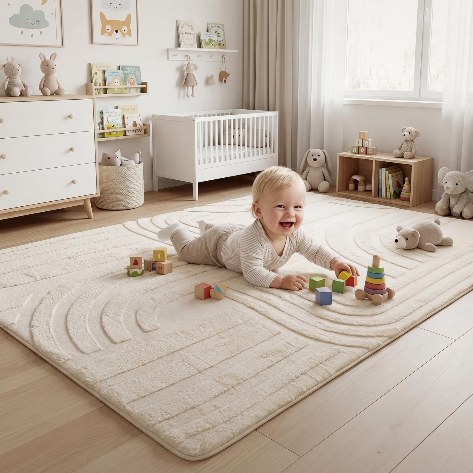 1.3" Thick Fluffy Baby Play Mat for Floor,Elasti Foam Padded Area Rug for Liv...