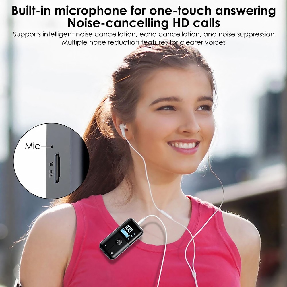 Bluetooth 5.4 Audio Adapter Wireless Receiver Transmitter Support 32GB TF Card