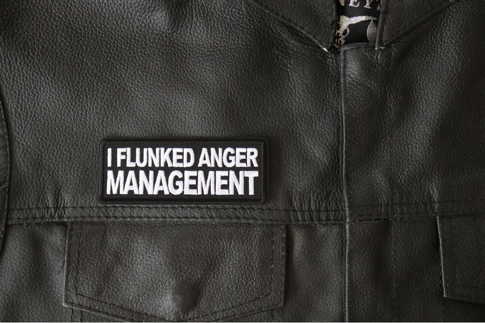 Embroidered Iron-On Patch, I Flunked Anger Management, 4" x 1.5"
