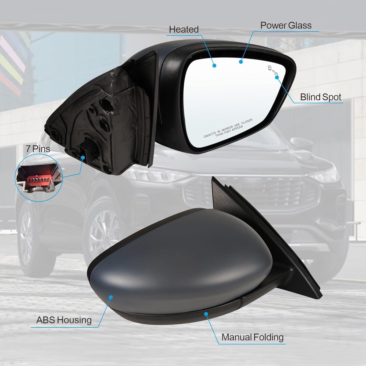 Right Passenger Side Mirror Fits 2020-2025 Ford Escape with Blind Spot Mirror, P
