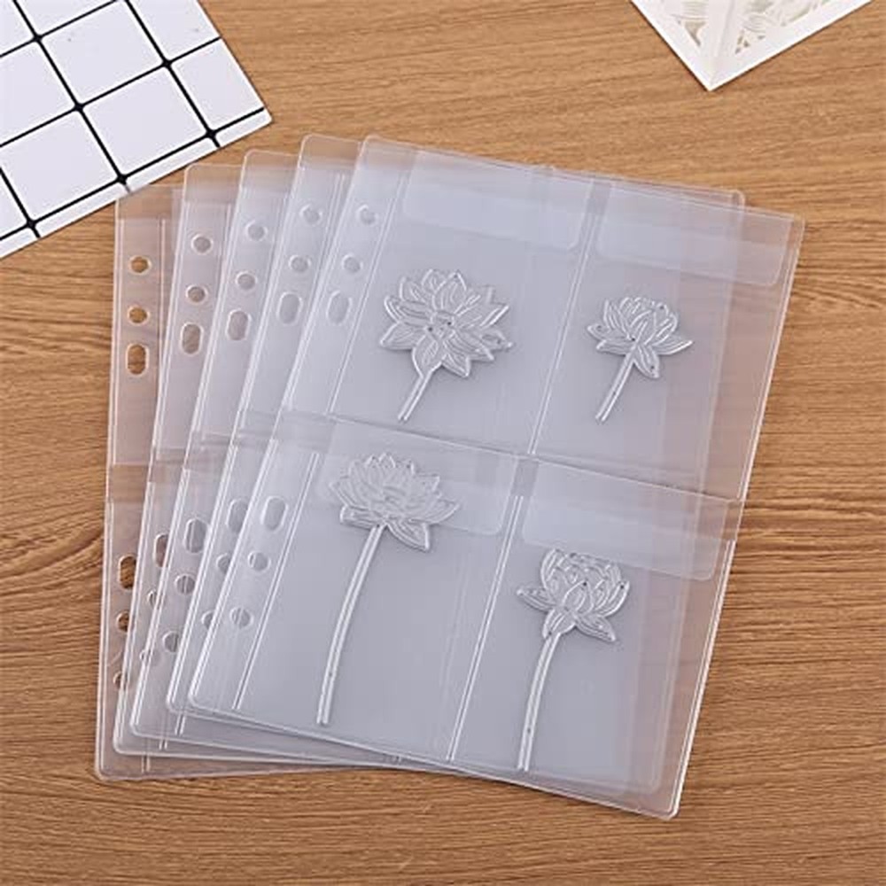 10 Sheet Binder Pockets Inserts with four pockets A5 Size 6 Hole Binder Folde...