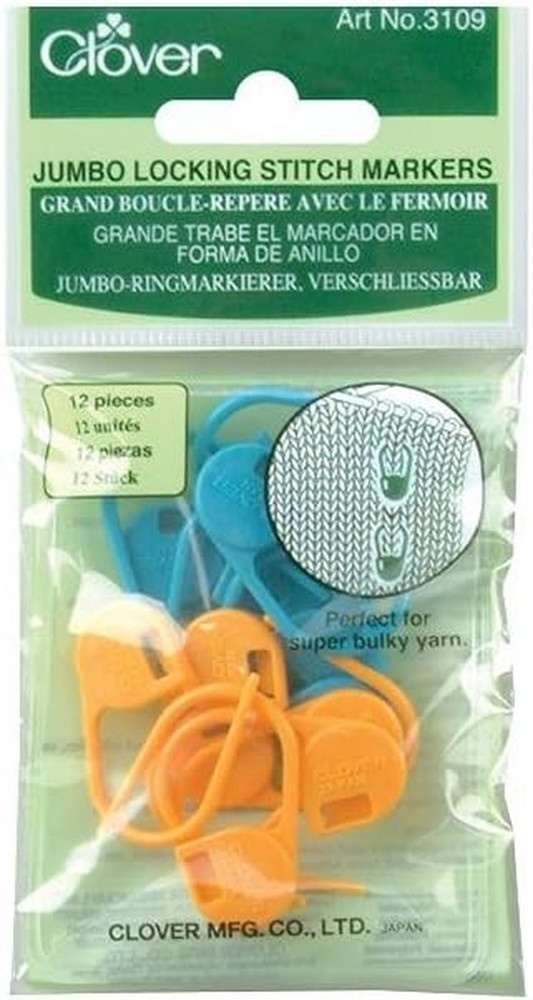 3109 Jumbo Locking Stitch Markers, Blue, Orange