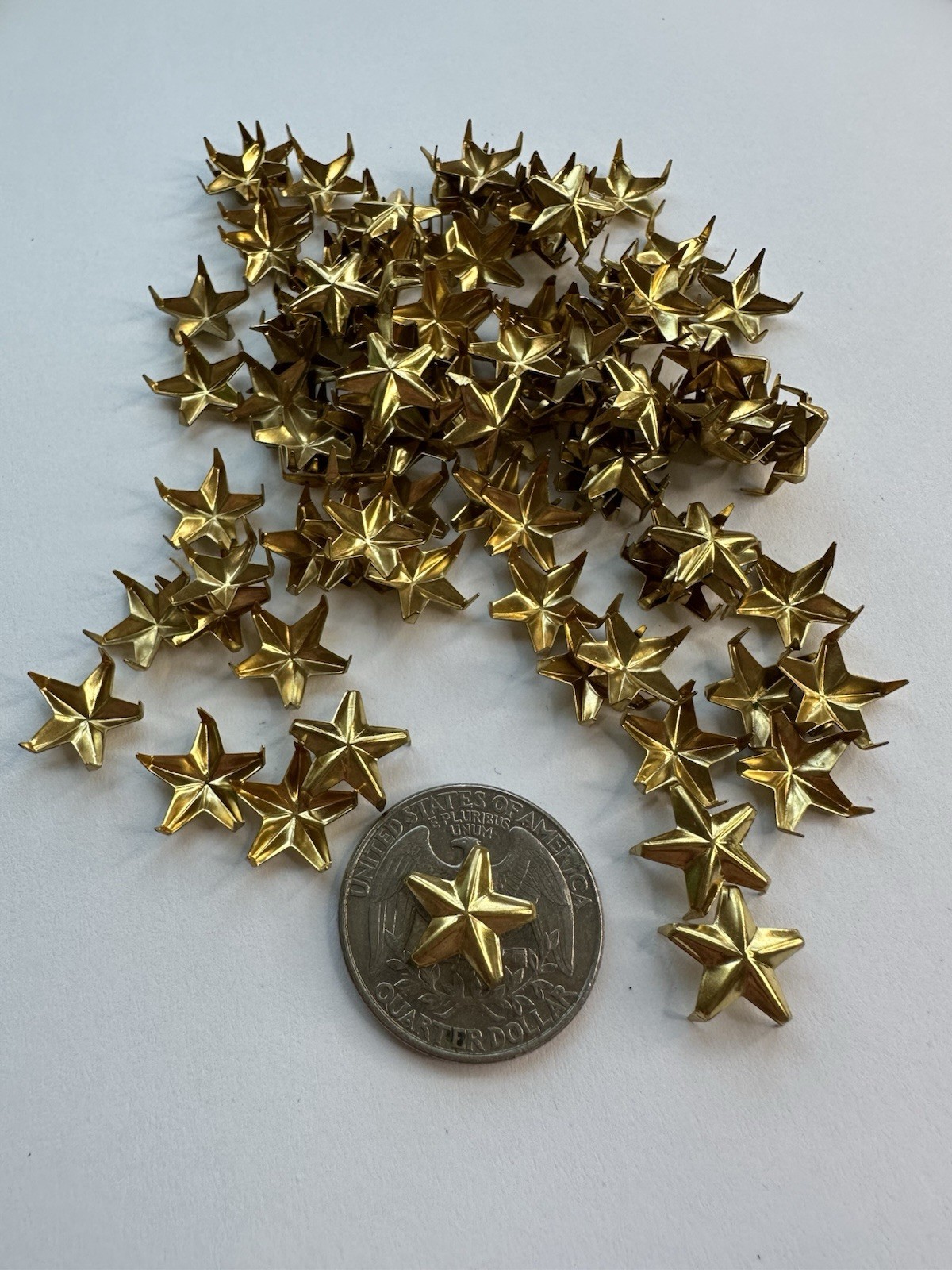100x Vintage Gold Star Upholstery Tacks – ½” 5-Point Prong Back Furniture Spots