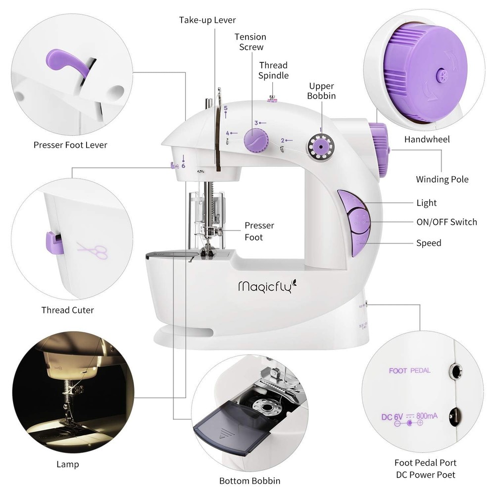 Mini Sewing Machine with Extension Table, Dual Speed Portable Sewing Machine ...