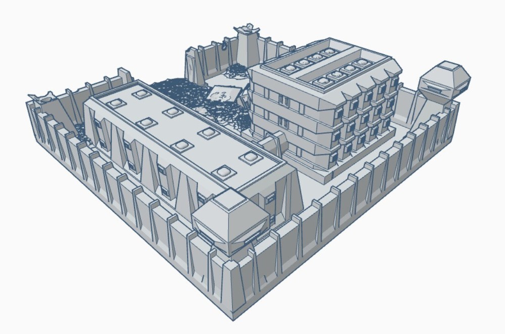 Ruined Security Complex - Tabletop Wargame Terrain Battletech