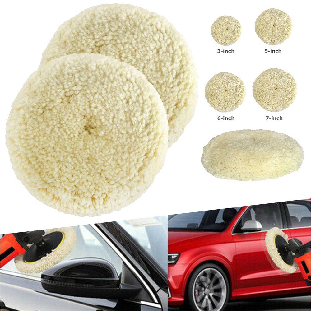 2 pcs Wool Polishing Pads  Buffing Pad Hook & Loop For Cutting & Polishing