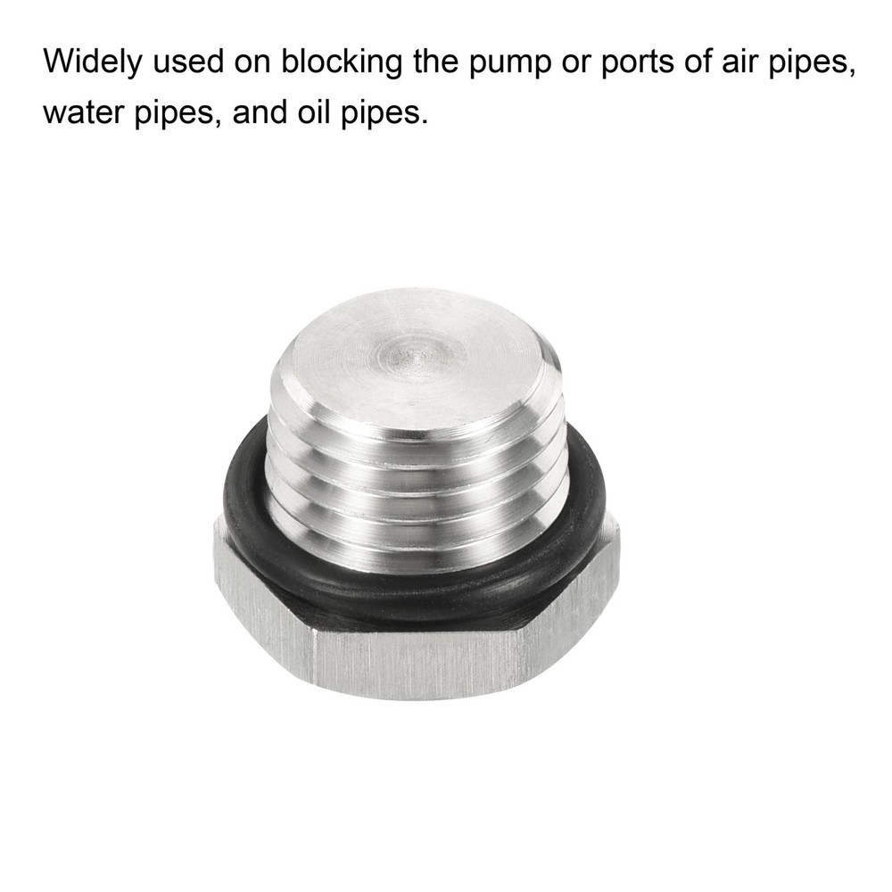 3pcs 1/4 NPT Male Plug Thread Hex Head Socket Solid Pipe Fitting Sealing Ring