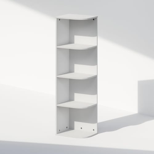 Reed 4-Tier Space Saving Corner Storage Display Shelf 4-Tier Corner White