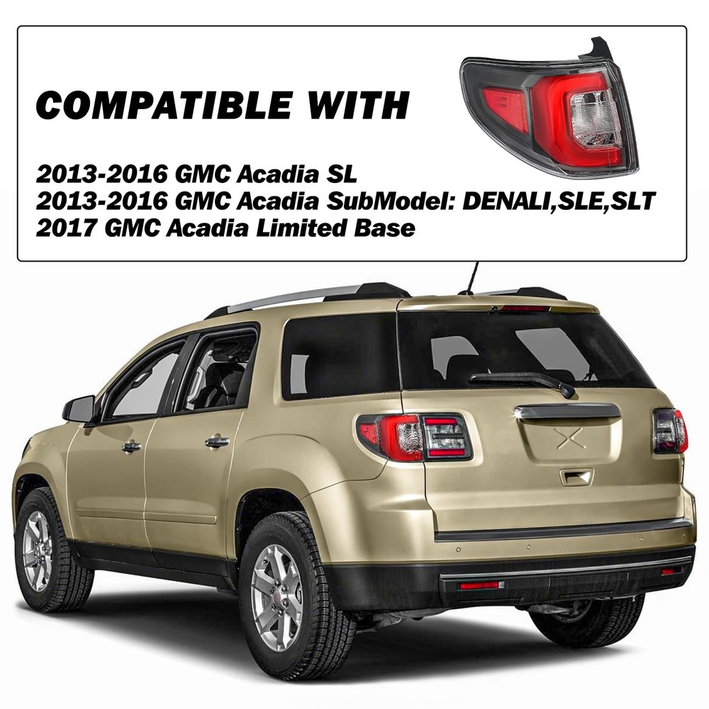 GMC Acadia LED Tail Light Assembly Pair 2013-2016 Outer Rear Taillight OE Direct
