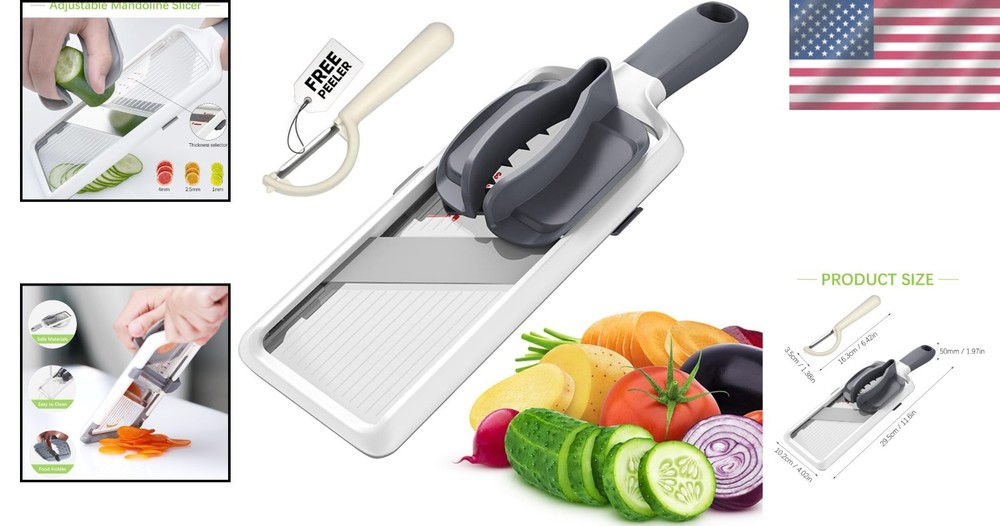 Ergonomic Vegetable Slicer: Safe, Efficient, and Includes Peeler Accessory