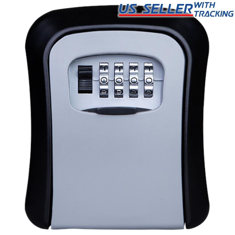 4 Digit Combination Lock Box Wall Mount Security Safe Large 5 Key Waterproof