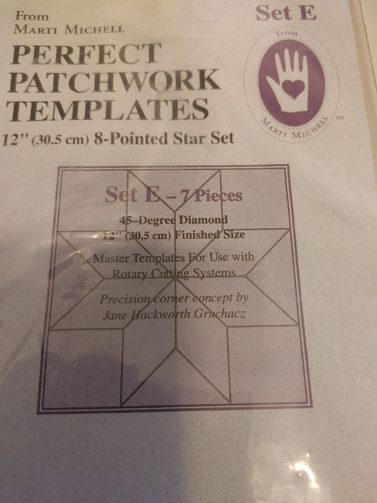 Perfect Patchwork Templates Set E 12" 8-Pointed Star Set Marti Mitchell quilting