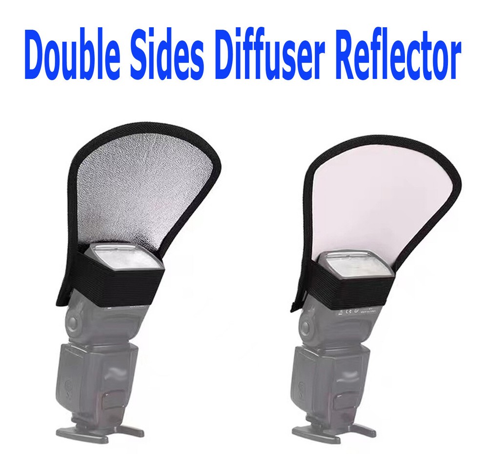 Double Sides Camera Flash Soft Diffuser Reflector for Canon Nikon Flashgun