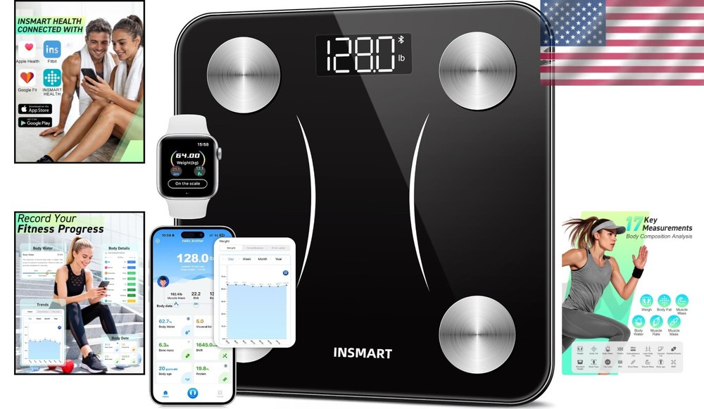 Advanced Body Fat Analyzer - 400 lb Capacity Scale with Bluetooth & App Tracking