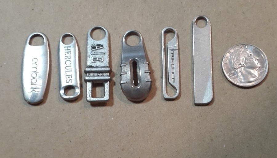 Lot of (6) Assorted Luggage Replacement Zipper Pulls.