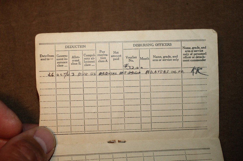 Original WW2 U.S. Army Air Forces Serviceman's (Pvt) Pay Record Booklet, 1943 d.