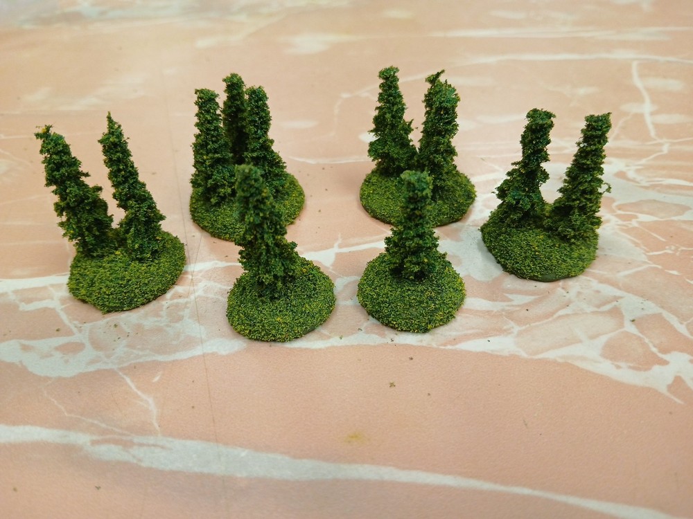 12 based Landscape Model Micro Flocked Pine Tree wargaming scenery terrain 1.5"