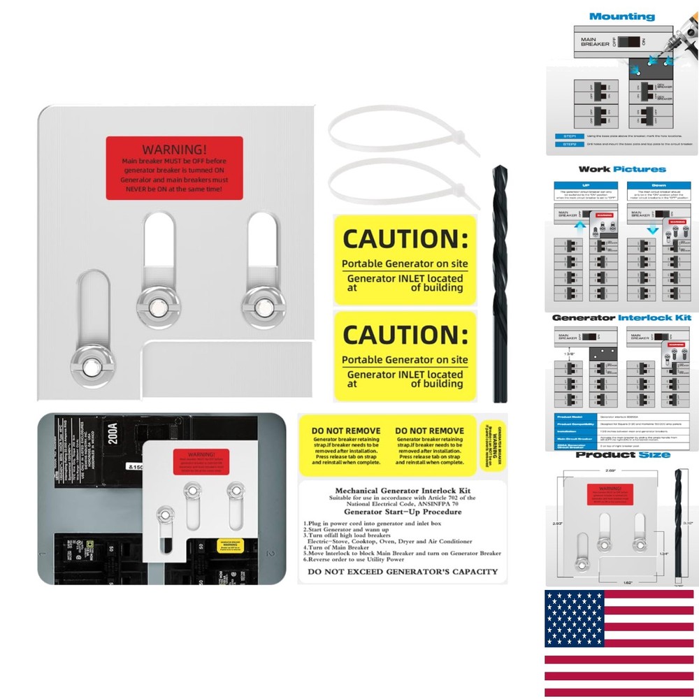 Square D & Homeline Compatible 200 Amp Generator Interlock Kit - Easy Install