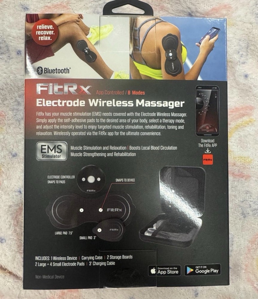 FitRx Electrode Wireless Massager EMS Bluetooth Rechargeable App Controlled