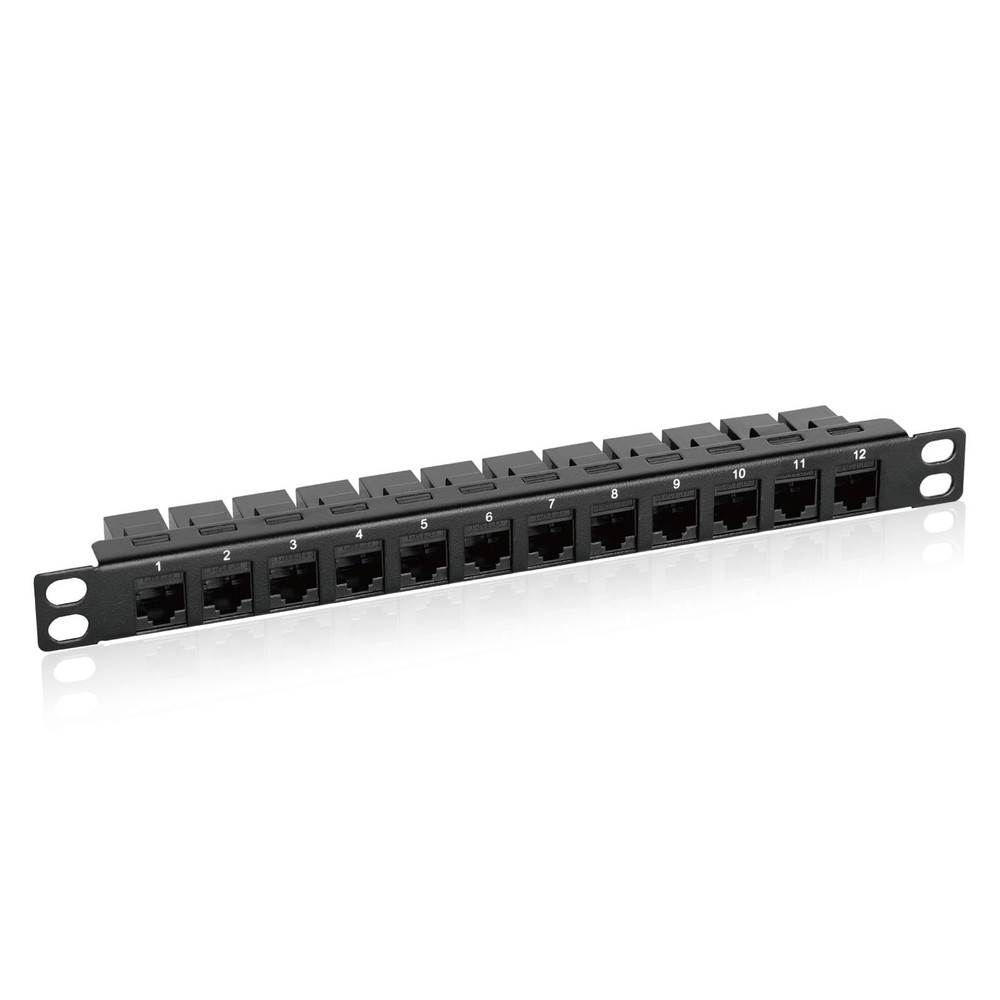 12-Port Cat6 Patch Panel 0.5U Rack Mount Modular Panel with Keystone Coupler ...