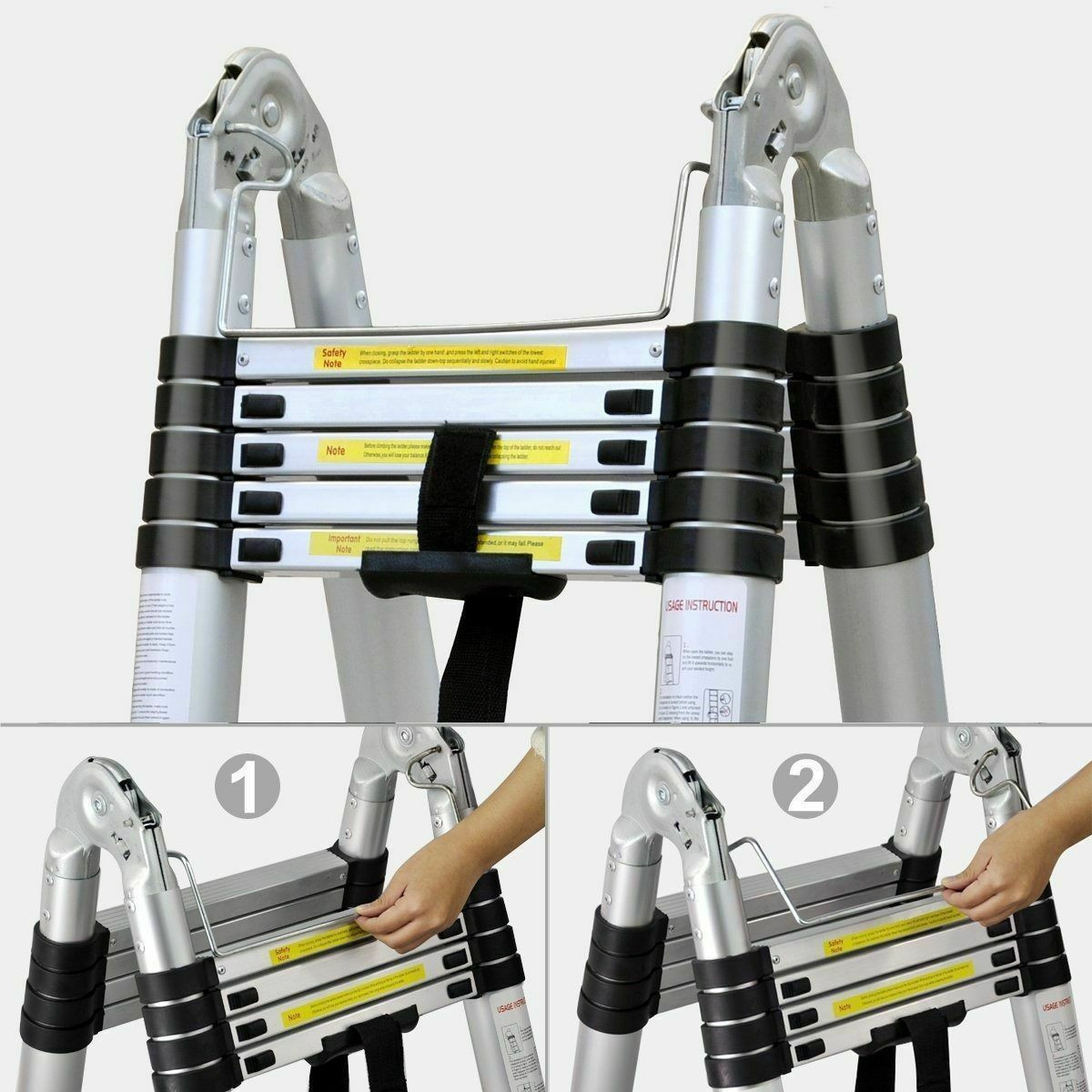 16.5 ft Folding Ladder Aluminum Multi Purpose Extension Ladders Building Supplie