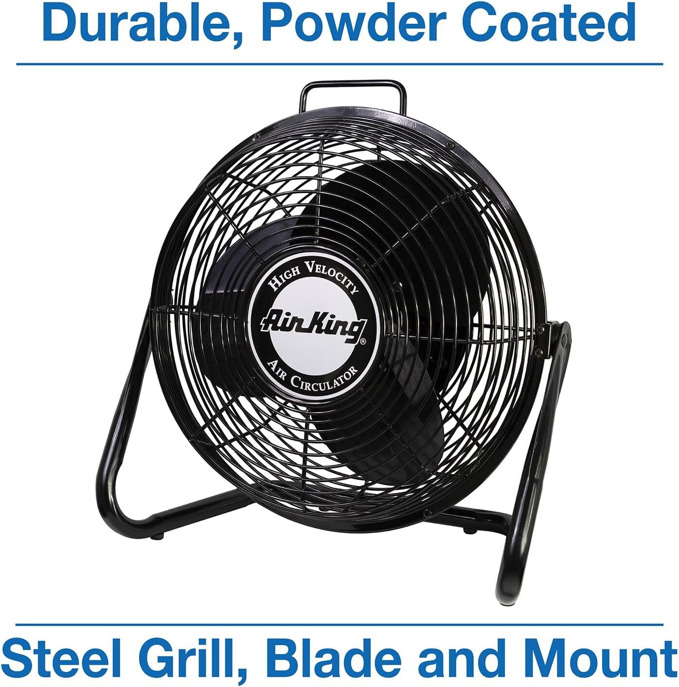 Air King 9212 12-Inch Industrial Grade High Velocity Pivoting Floor Fan , Black