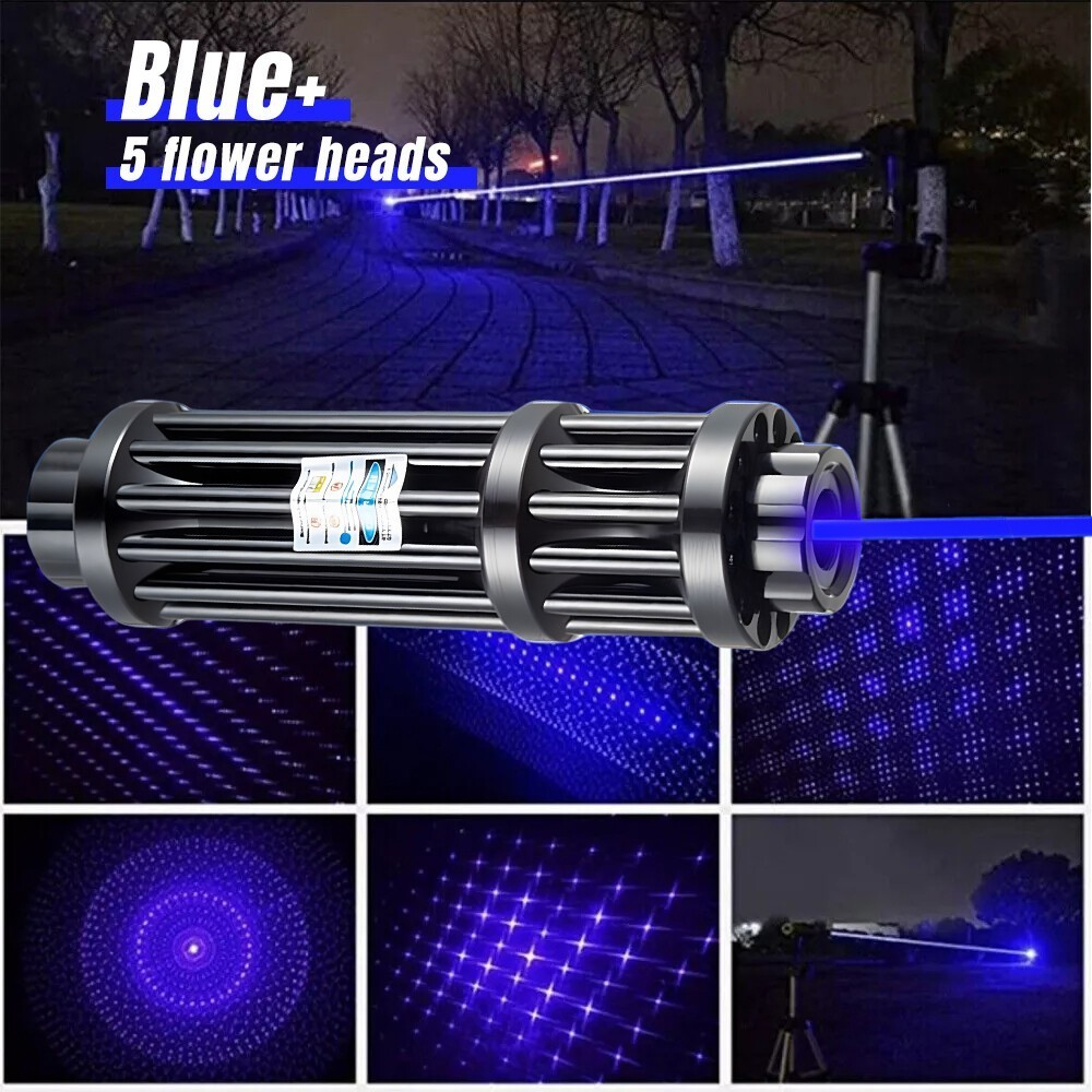 Watt Adjustable High Power Blue Burning Laser Pointer Visible Dot Torch Light