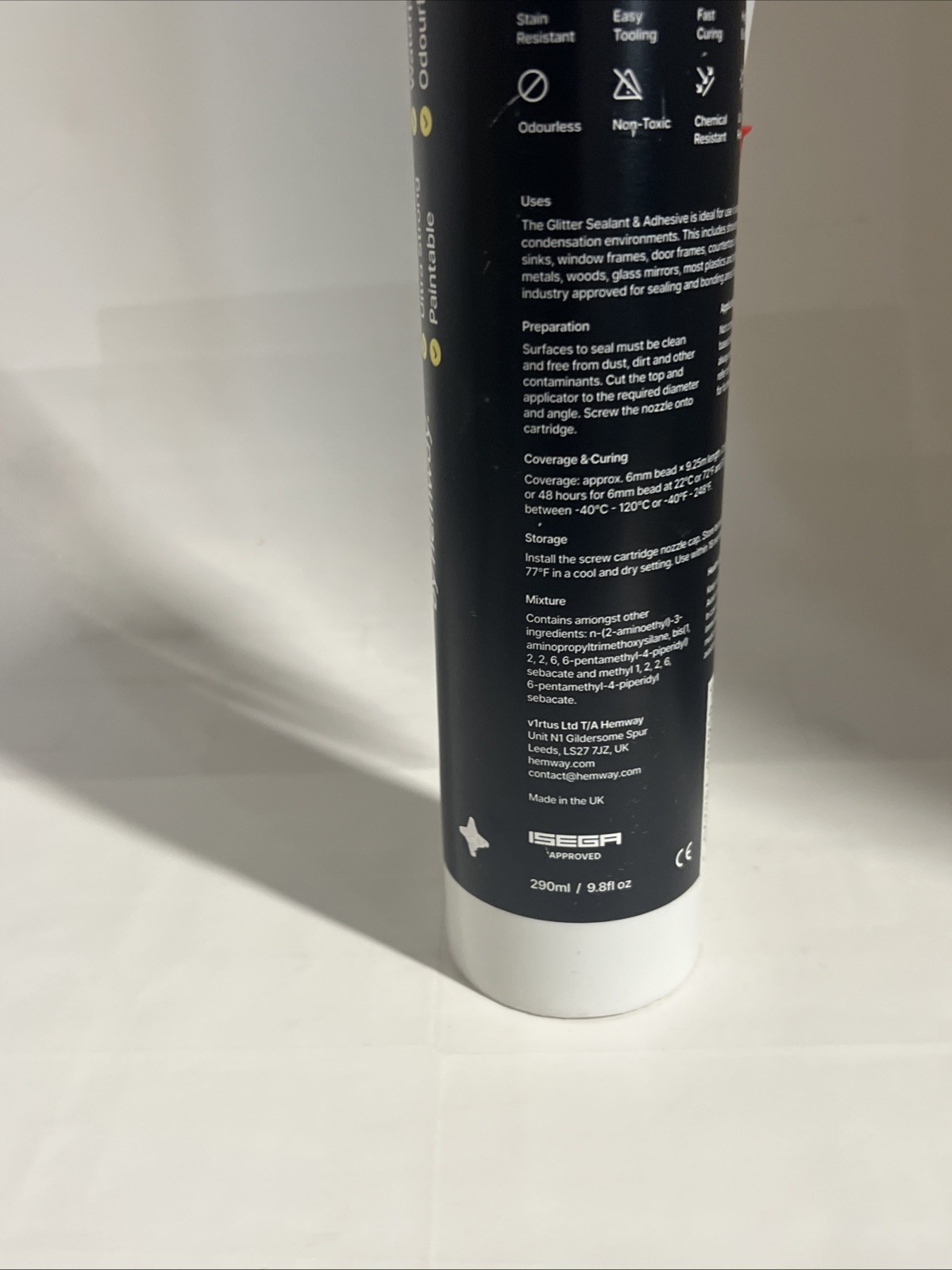 Hemway Glitter Sealant & Adhesive Transparent Silver Holographic 290ml Caulk