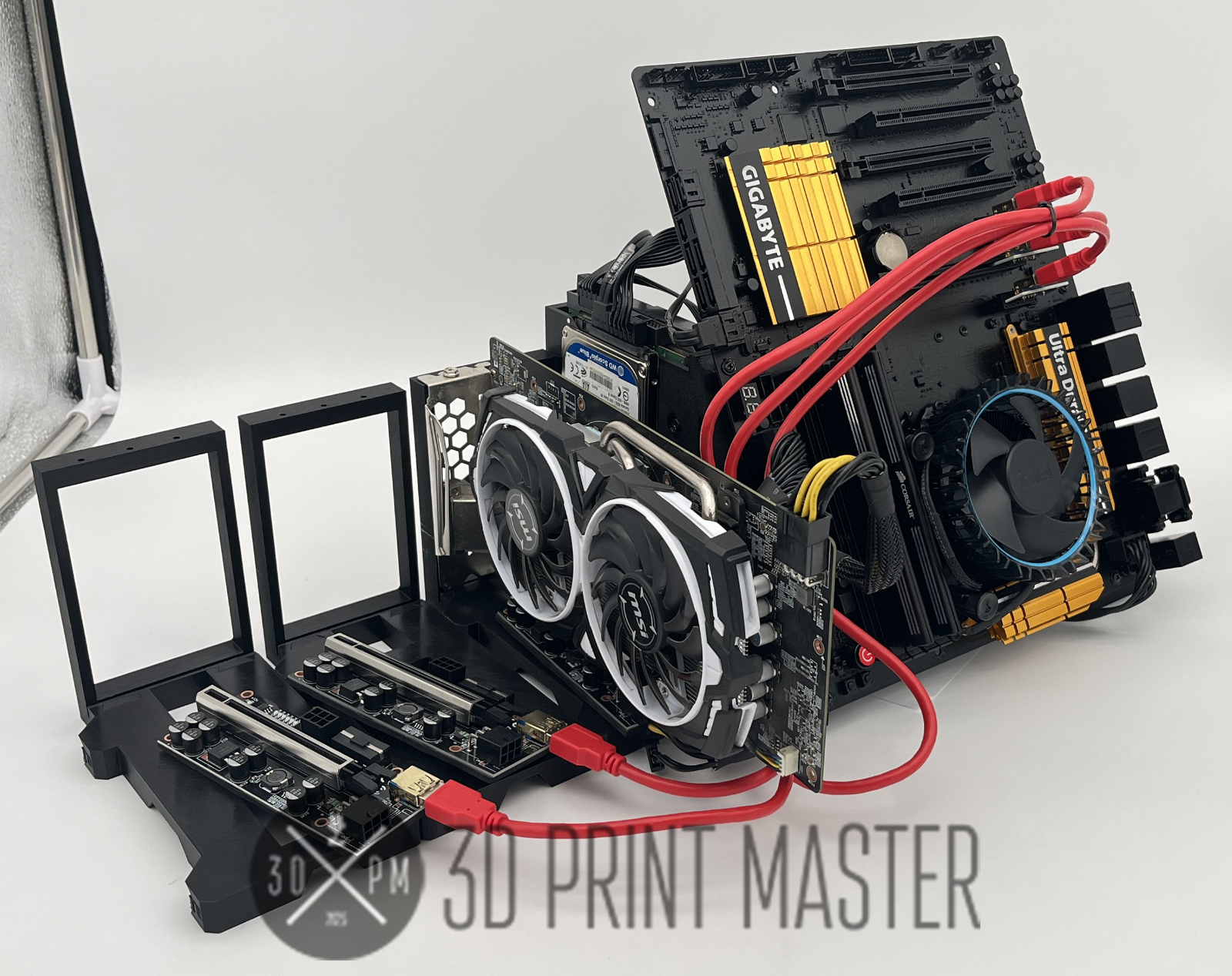 Crypto Mining Motherboard Test Bench + GPU Stand / PC and Test Rig + Screws