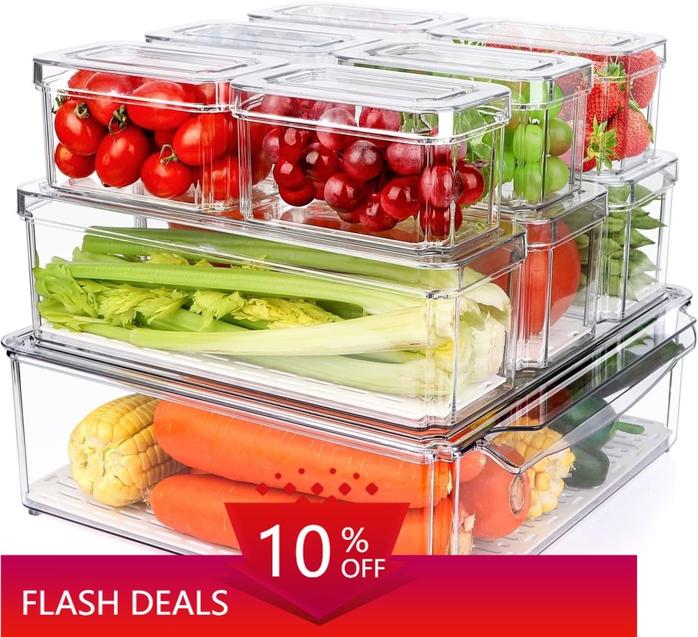 10 Pack Refrigerator Pantry Organizer Bins, Stackable Fridge Organizer