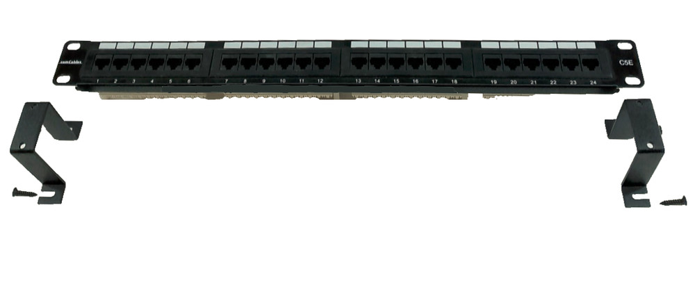 Quick Easy Bracket set to Mount Ethernet Cat6 Cat5e Patch Panel to Wall 1U