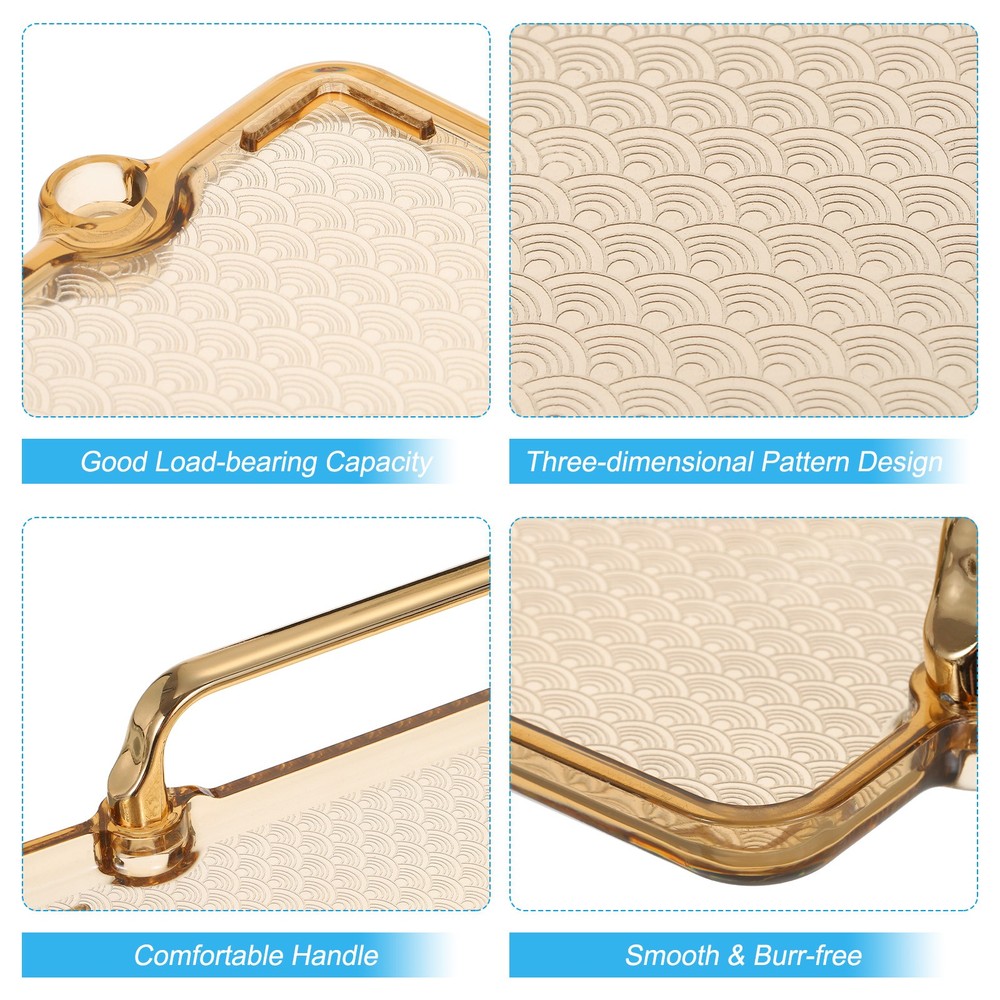 12.2" x 8.7" Modern Rectangular Decorative Tray Jewelry Platter Amber