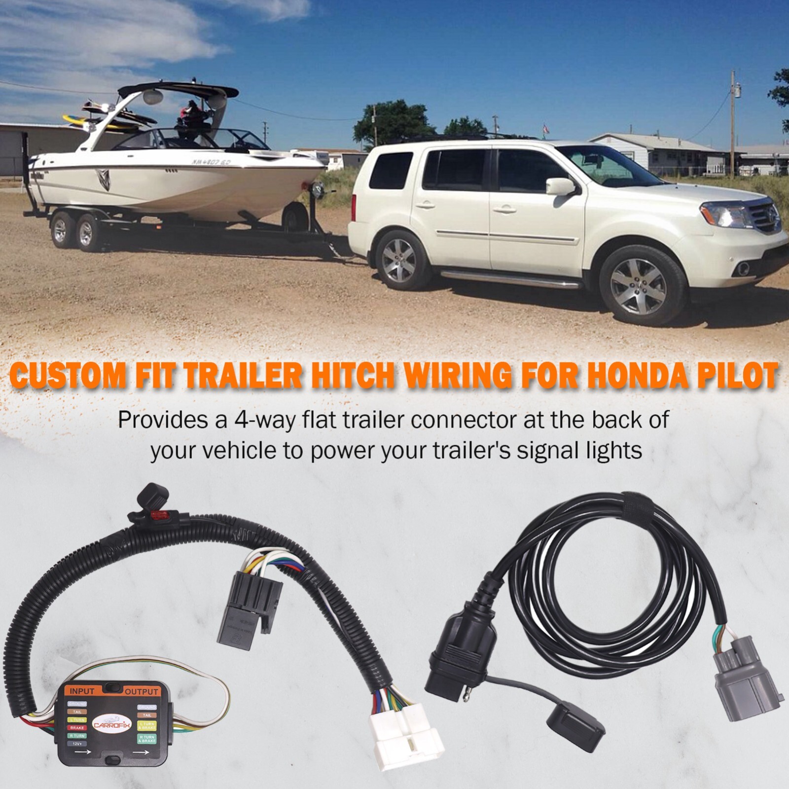 Custom Fit Vehicle 4 Way Flat Trailer Wiring Harness for 2012 - 2015 Honda Pilot