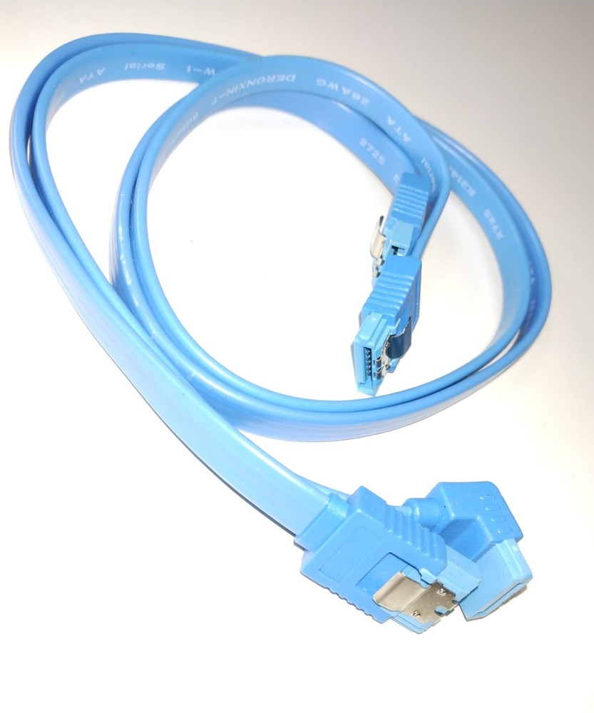 2-Pack SATA 6Gbps/3Gbps Right Angle Data Cable with Locking Latch, Blue