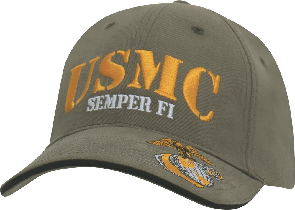 USMC Semper Fi Embroidered Low Profile Adjustable Cap Globe & Anchor Logo Hat