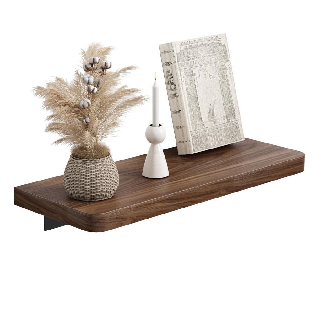 12 inch Solid Walnut Floating Shelf - Versatile Wall Shelf for Kitchen, Bathr...