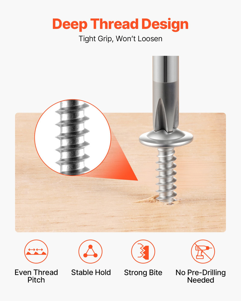 #8 Self Drilling Wood Screws, Silver