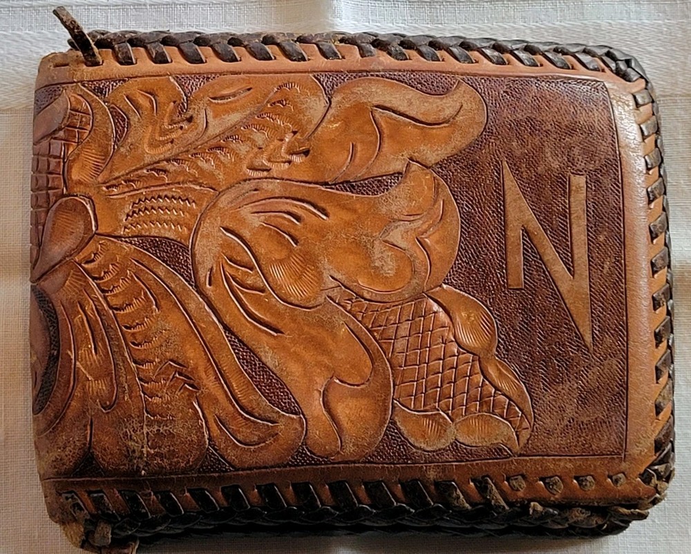Leather Worker Project Tooled Wallet Leaf & Floral Design Needs Love READ