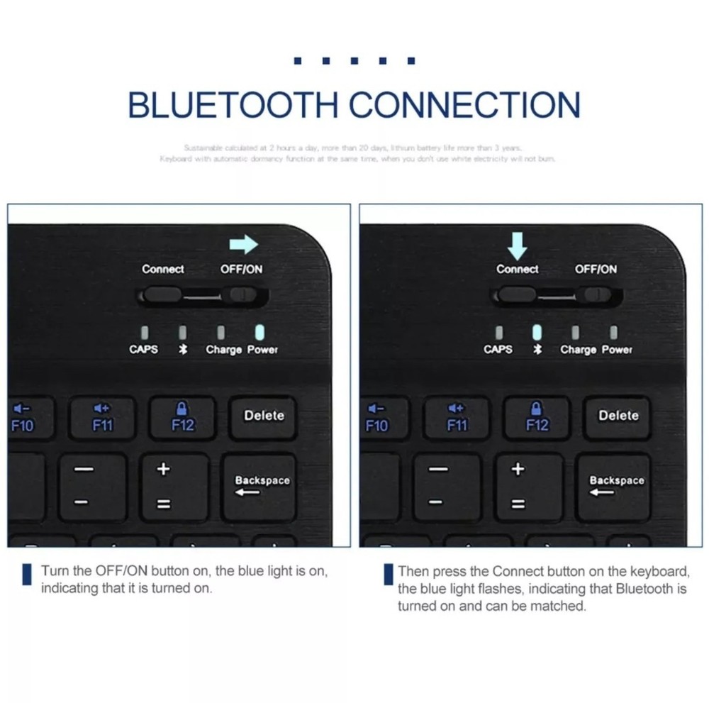 Ultra Slim Wireless Bluetooth Keyboard Black 10 Inch
