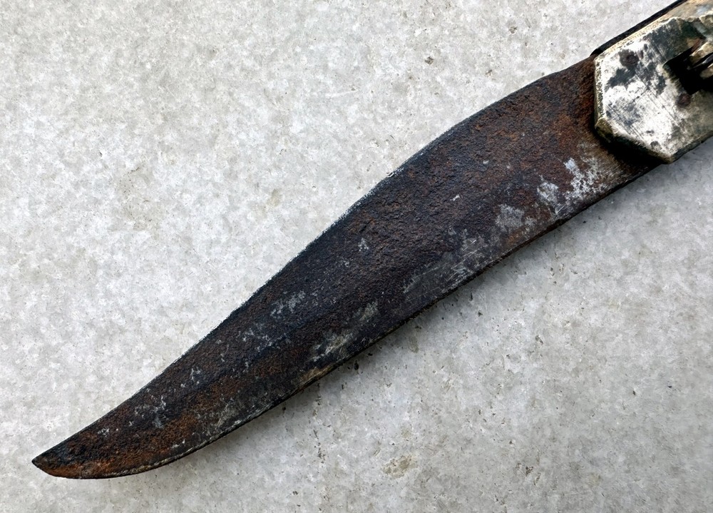 Antique Old Hand Crafted Brass Handle Iron Blade Folding Locking System Knife