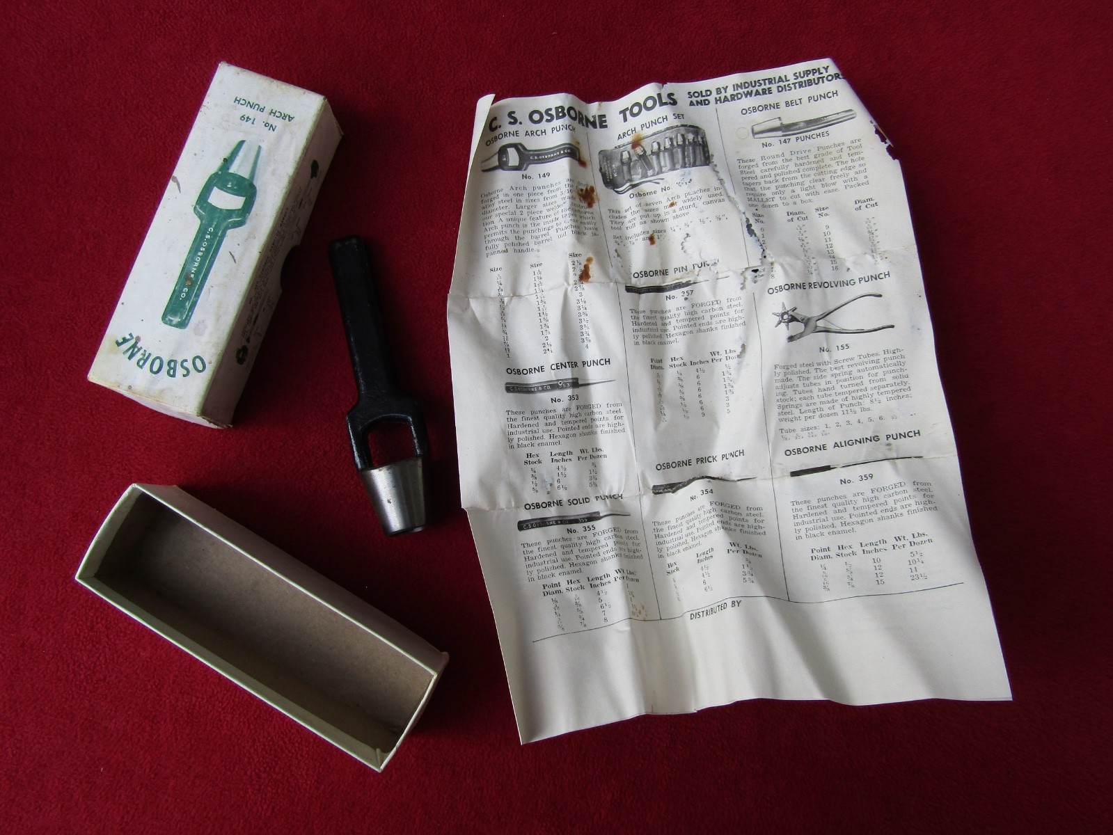 C.S. OSBORNE 149 Arch Punch 11/16" Round Circular Leather Rubber Vinyl Made USA