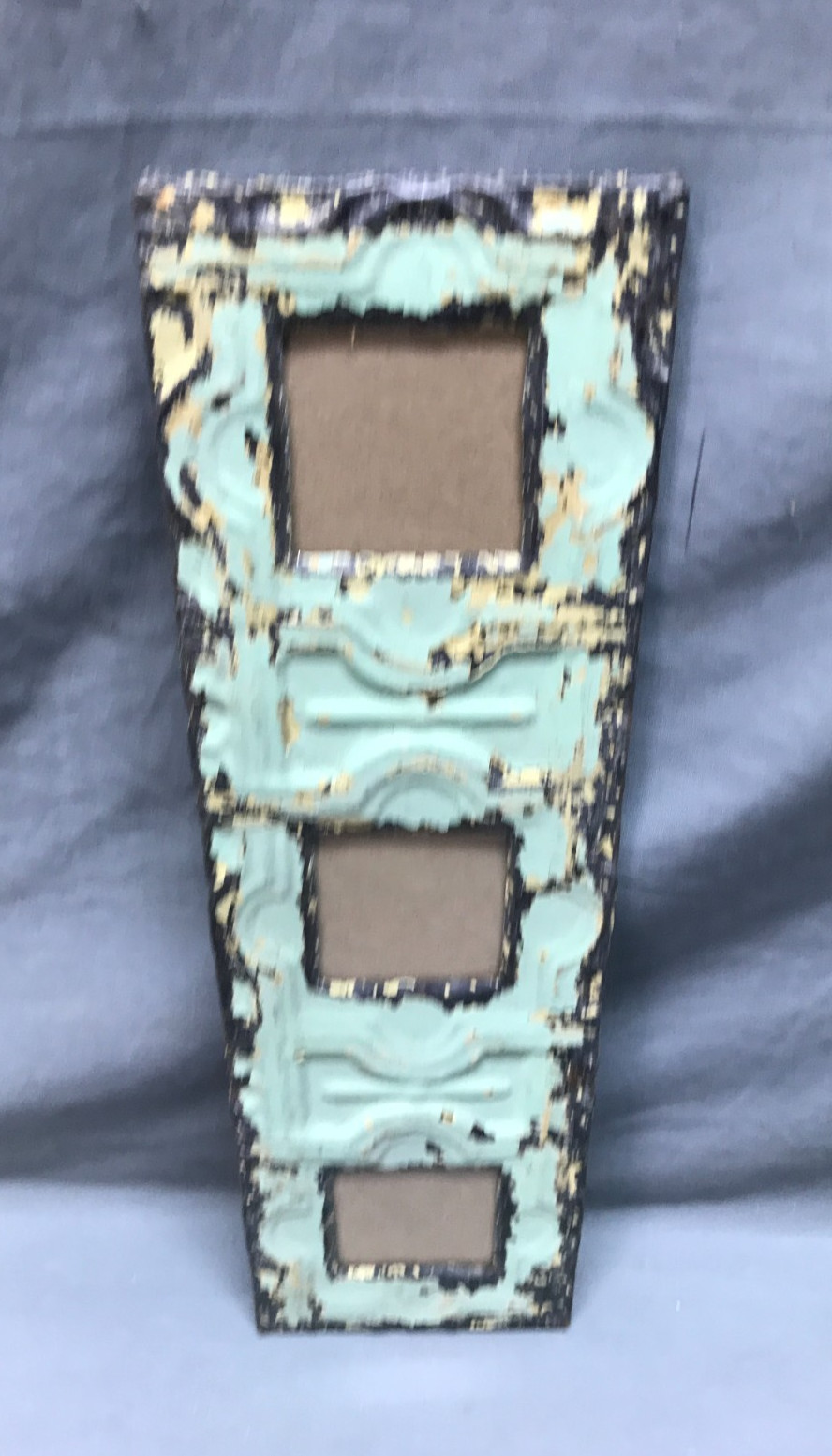 VTG 5x17 Multi Triple 3" Photo Tin Ceiling Metal Picture Frame Old 1847-25B