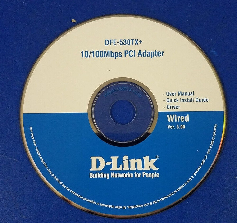 ⭐️⭐️⭐️⭐️⭐️ D-Link DFE-530TX 10/100Mbps PCI Network Adapter Software CD Driver